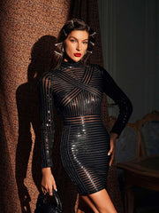 Carina Long Sleeve Stripe Mini Dress