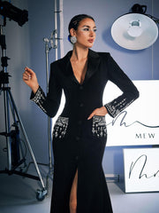 Abito blazer con strass Hassan in nero 