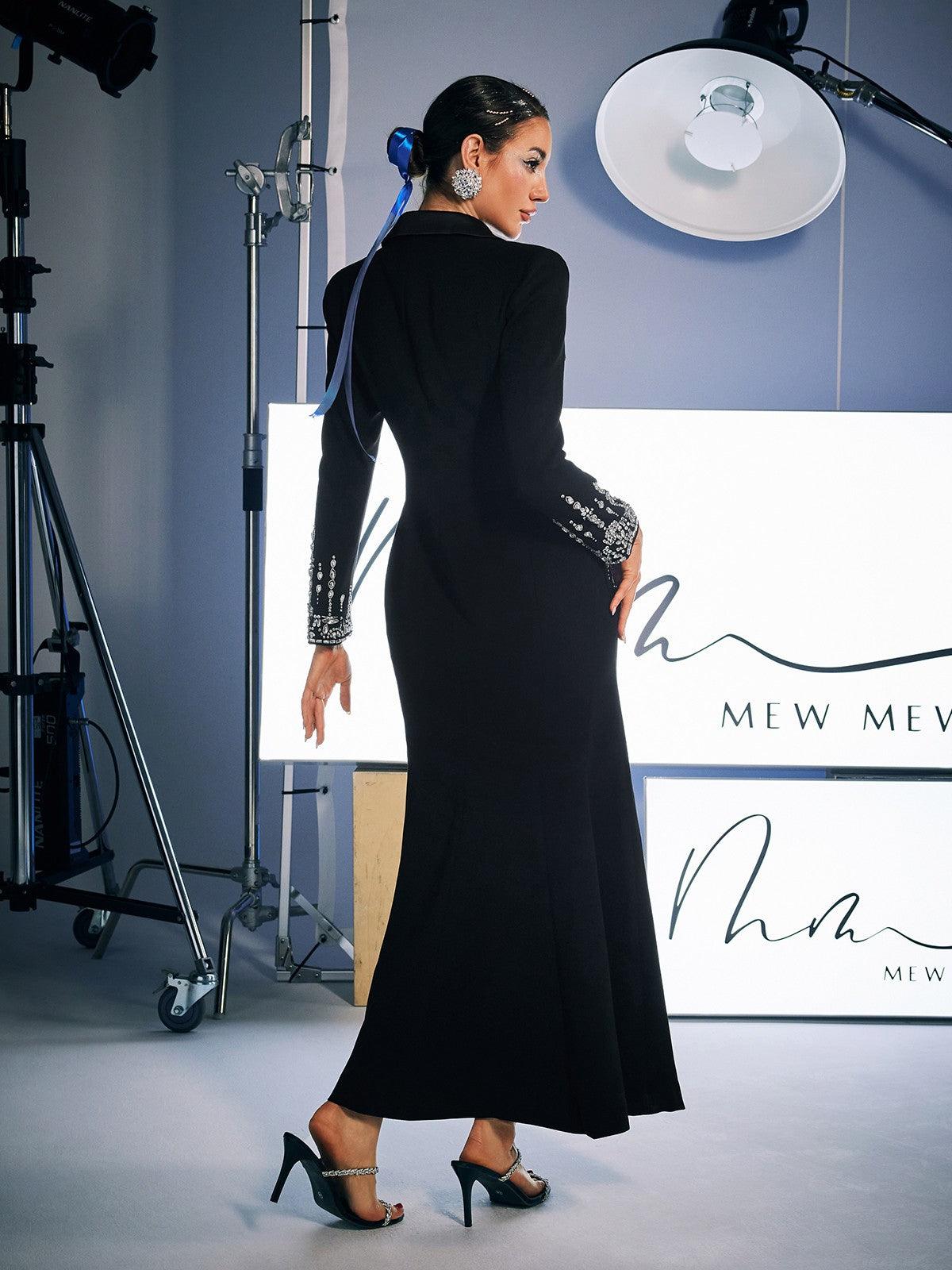 Abito blazer con strass Hassan in nero 