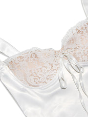 Karlofea, elegante mini abito in raso di classe da donna, per invitati a matrimoni, cocktail party, abiti sexy, con scollo a V, in pizzo, bianco 