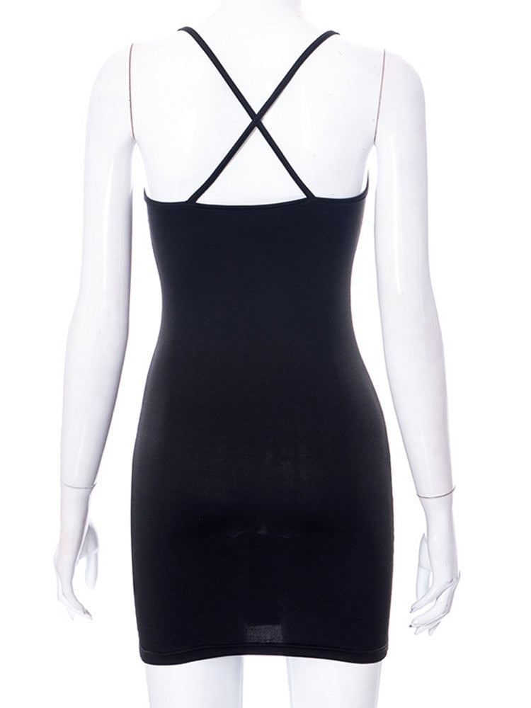 Vestito da donna aderente nero traforato, canotta con decorazione a forma di cuore, abito da festa sexy da club per donna, mini abito corto, vestido de mujer