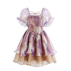 Vestito Kawaii Lolita da donna, casual, a maniche corte, elegante, vintage, anche per feste, 2023, estivo, floreale, Y2K, mini abito femminile chic