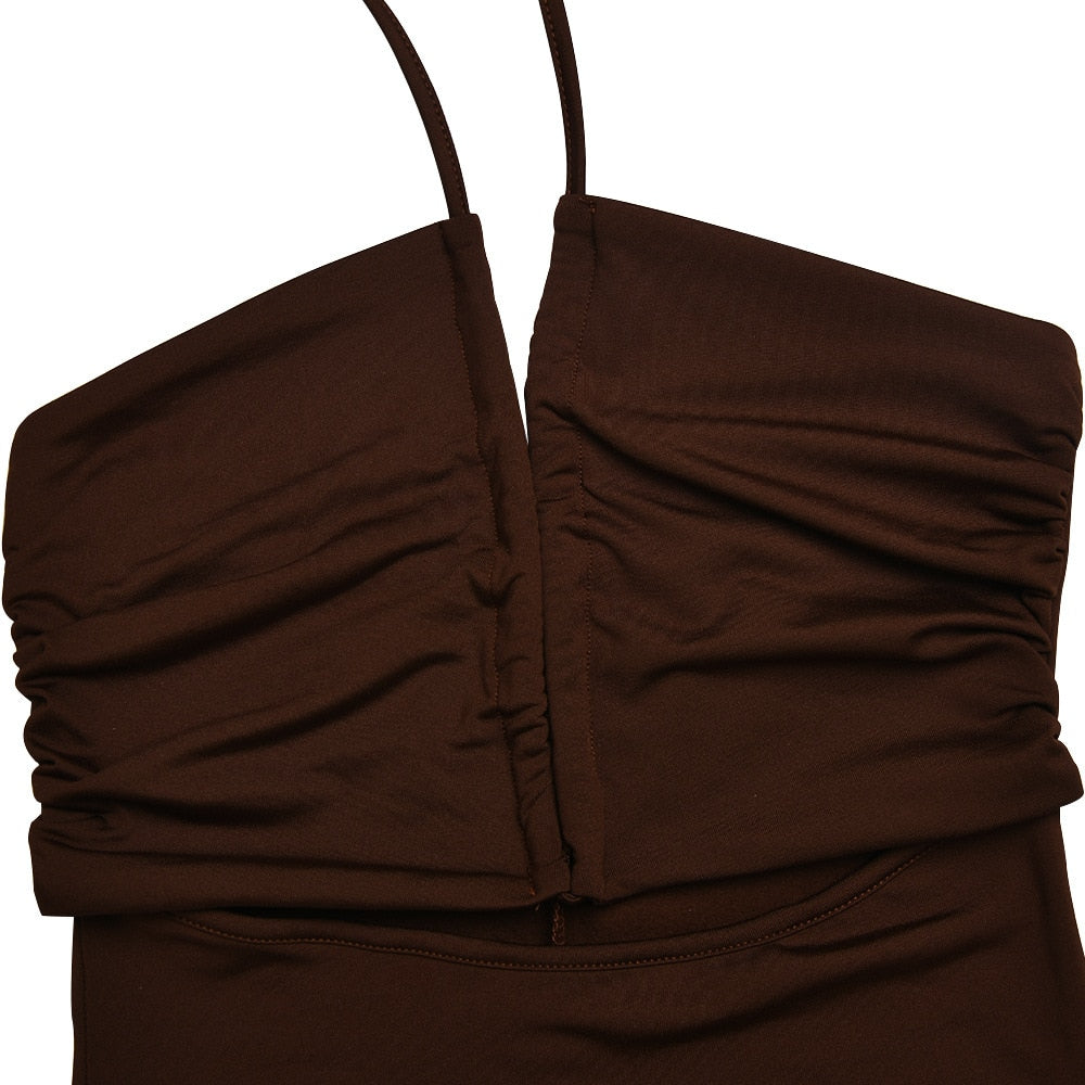 Vestito lungo estivo sexy con scollo all'americana, senza maniche e senza spalline, per le donne, elegante, da festa in discoteca, con spacco.
