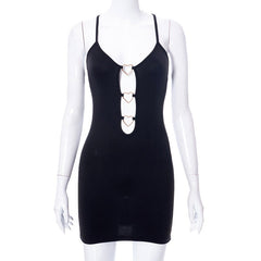 Vestito da donna aderente nero traforato, canotta con decorazione a forma di cuore, abito da festa sexy da club per donna, mini abito corto, vestido de mujer