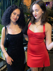 Mini abito aderente sexy con spacco sul retro, per donna, estivo, per feste, serate, clubwear, senza maniche, eleganti, attillati e corti