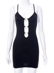 Vestito da donna aderente nero traforato, canotta con decorazione a forma di cuore, abito da festa sexy da club per donna, mini abito corto, vestido de mujer