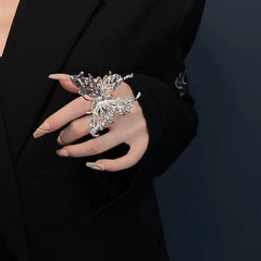 Elegante anello a farfalla regolabile oversize