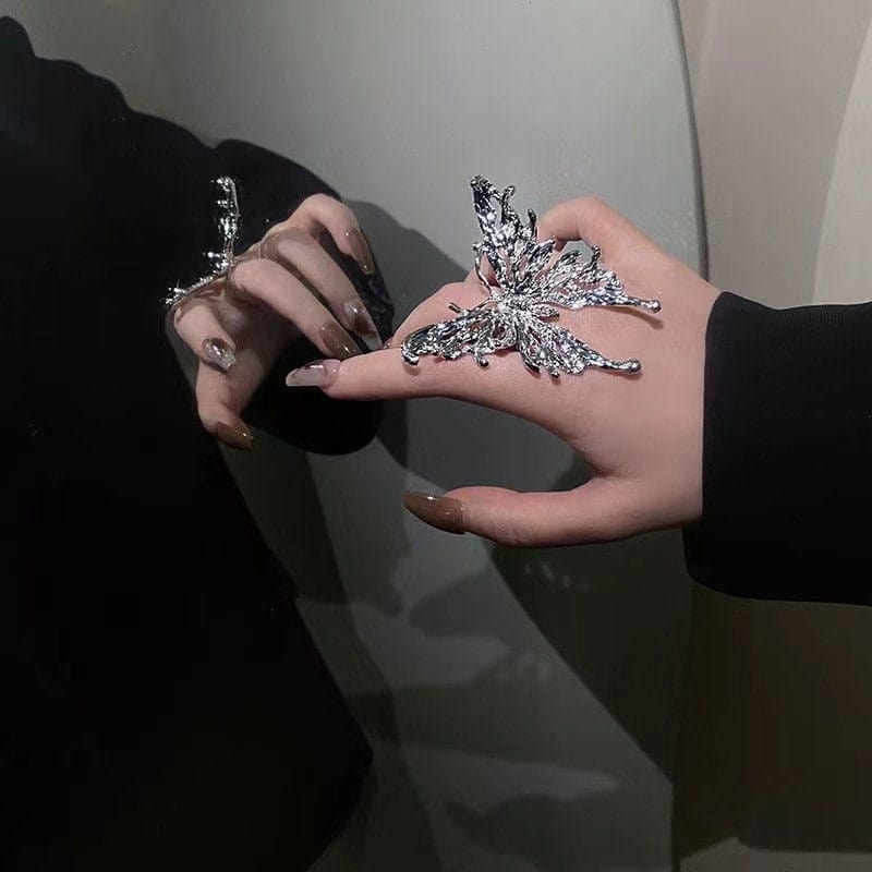 Elegante anello a farfalla regolabile oversize