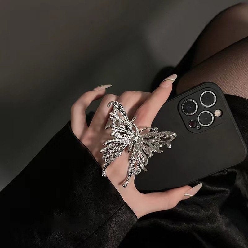 Elegante anello a farfalla regolabile oversize