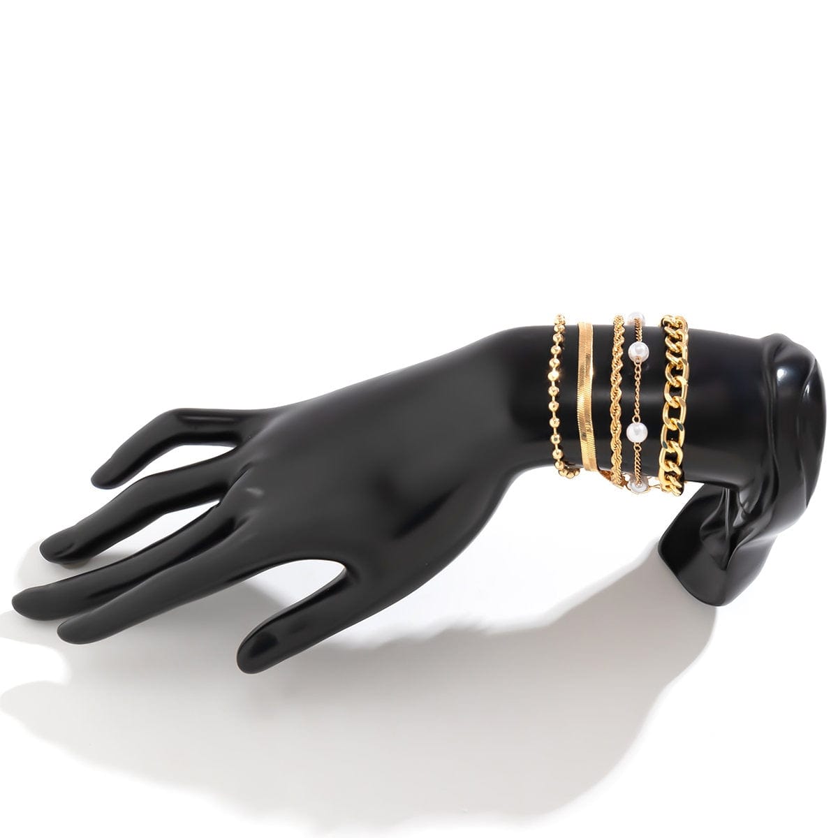 Set di braccialetti impilabili con ciondoli di perle chic