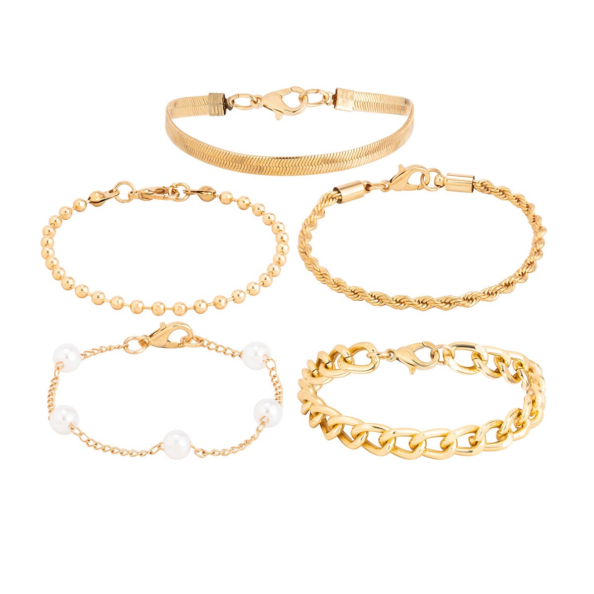Set di braccialetti impilabili con ciondoli di perle chic