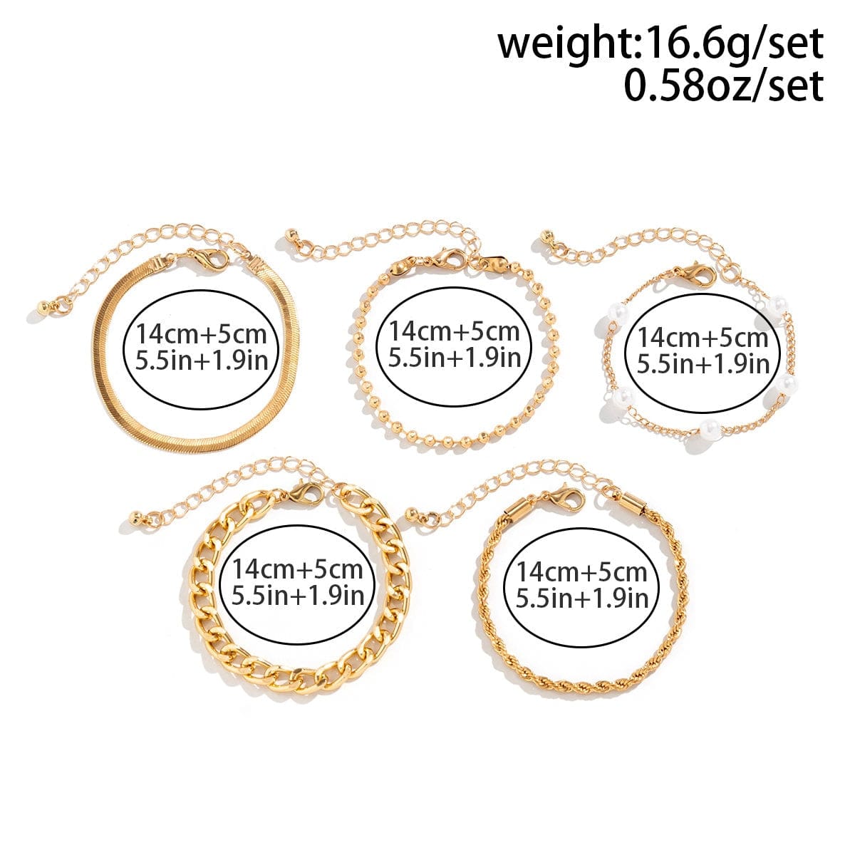 Set di braccialetti impilabili con ciondoli di perle chic