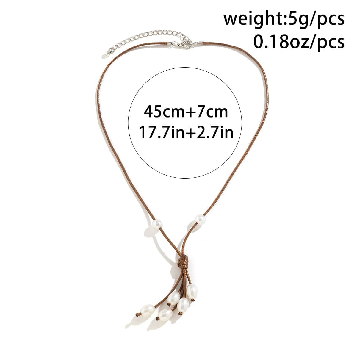 Collana a Y con cordino cerato e nappa di perle chic
