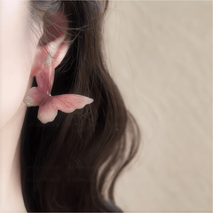 Eleganti orecchini pendenti a forma di farfalla rosa