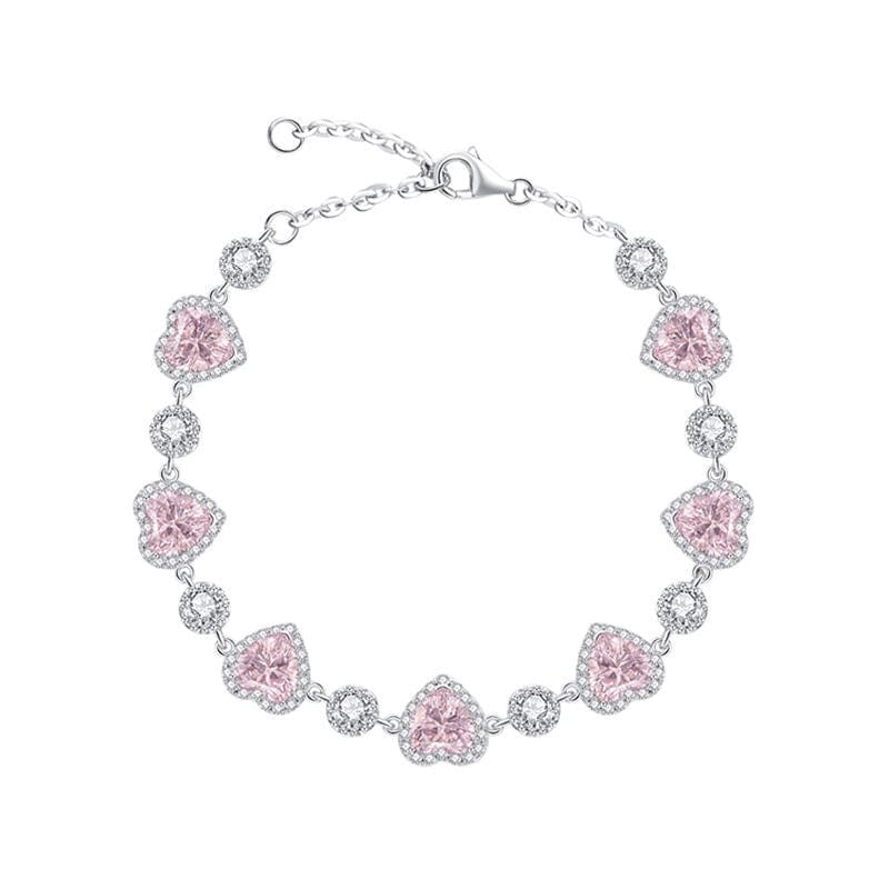 Braccialetto chic con cuore di cristallo rosa