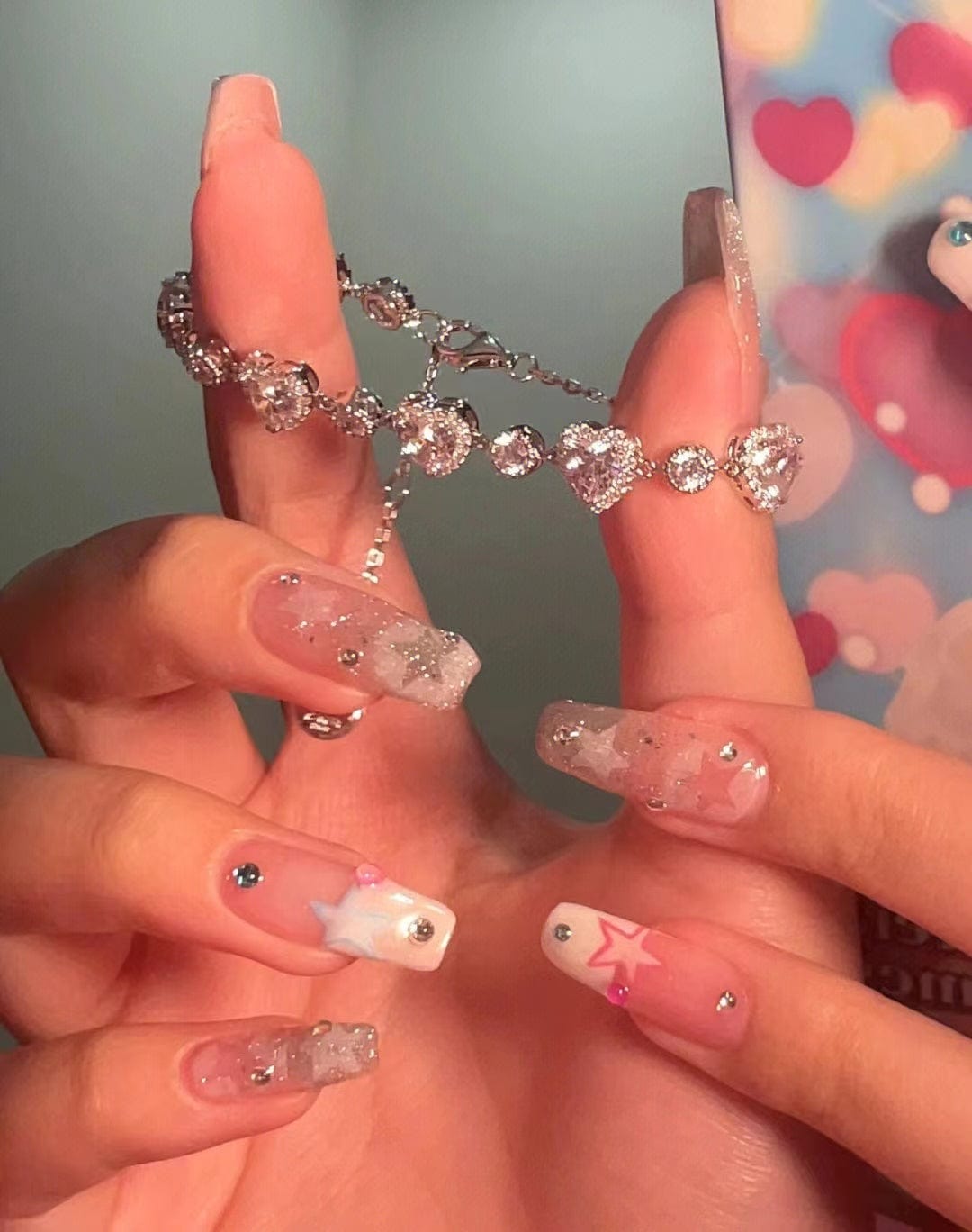 Braccialetto chic con cuore di cristallo rosa