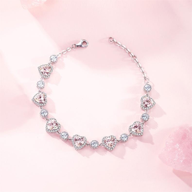 Braccialetto chic con cuore di cristallo rosa