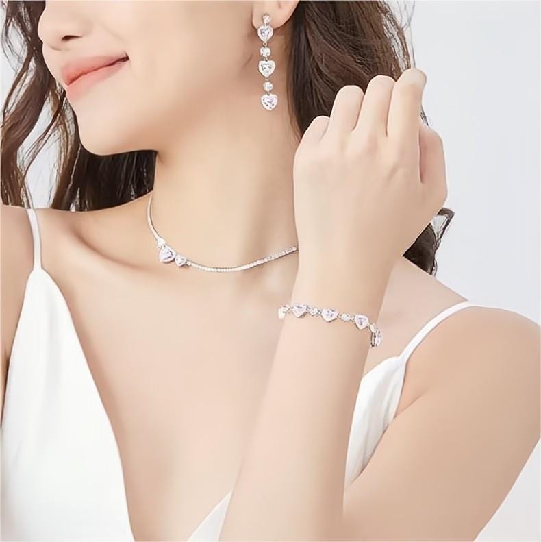 Braccialetto chic con cuore di cristallo rosa